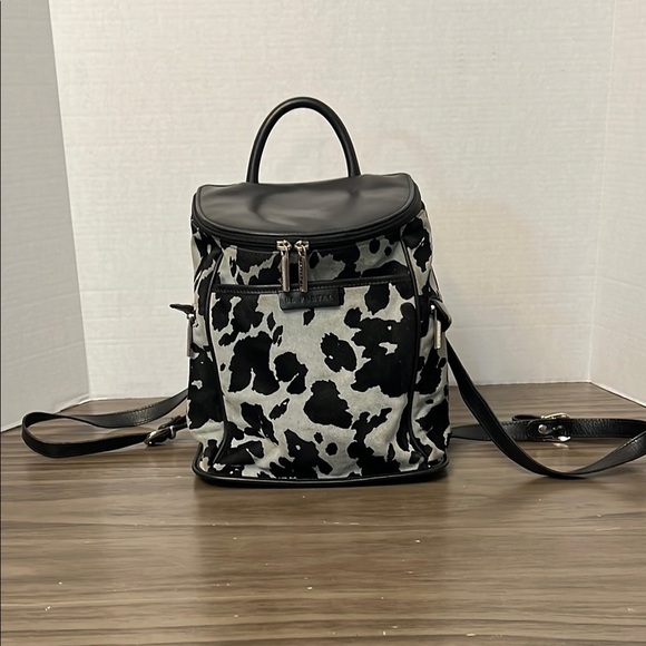 EL PORTAL LEATHER BACKPACK BLACK ANIMAL PRINT MADE IN USA main image 16
